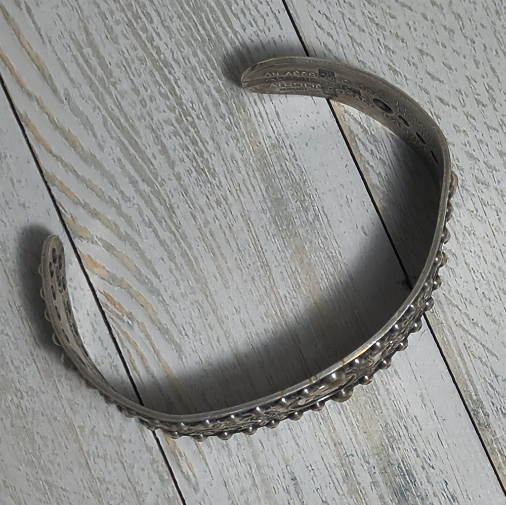 Vintage E.J. Towle Silver Plated Rosary Cuff Bracelet - Picture 3 of 8